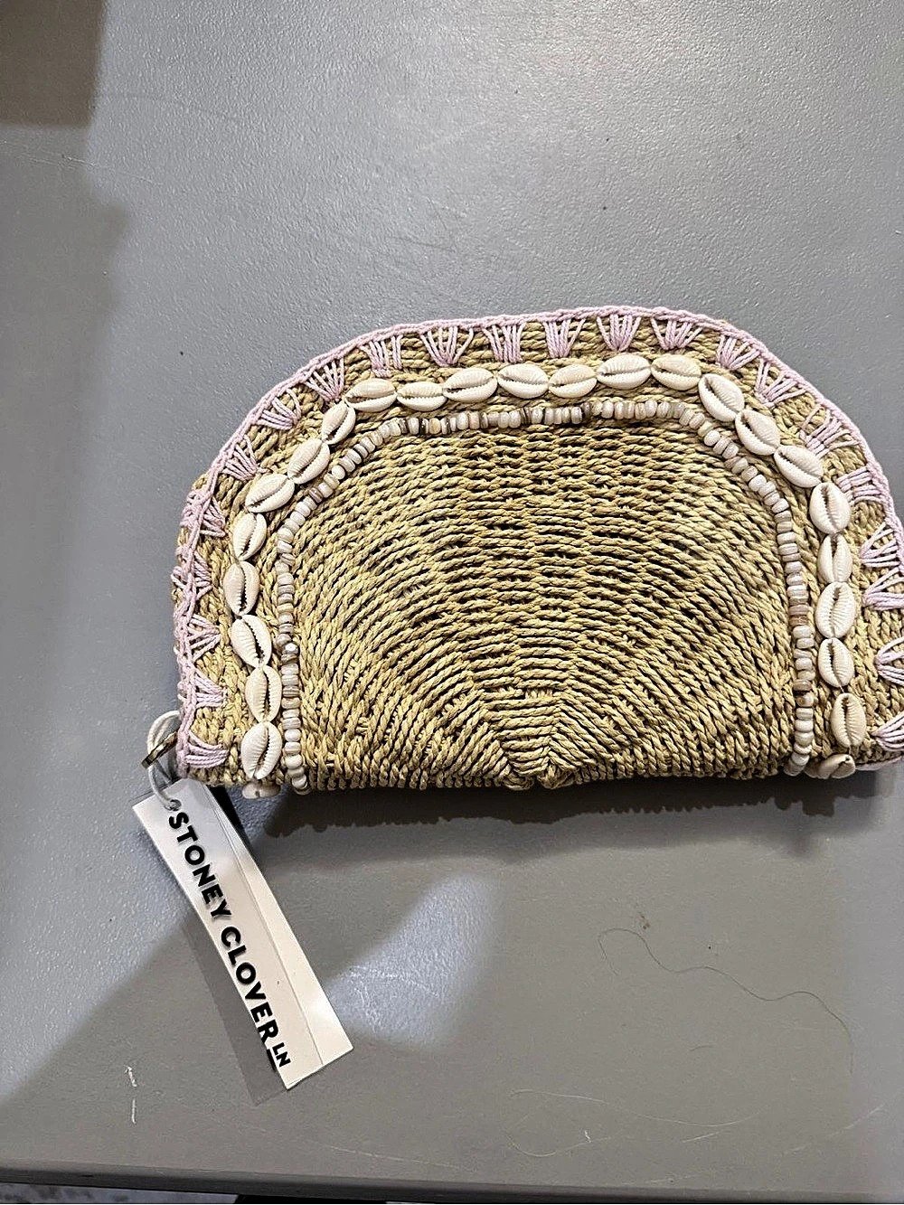 Stoney Clover Lane Straw Shell Pouch - Picture 2 of 3